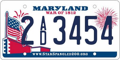MD license plate 2AD3454