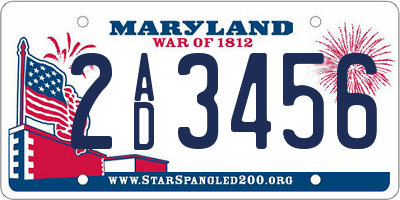 MD license plate 2AD3456