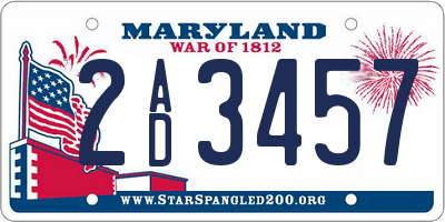 MD license plate 2AD3457
