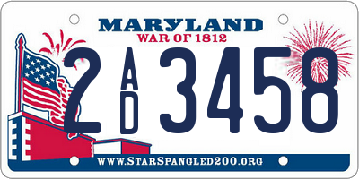 MD license plate 2AD3458