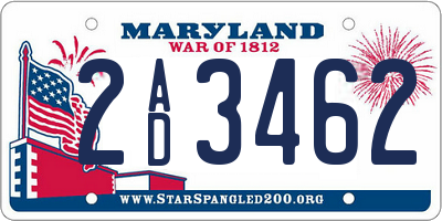 MD license plate 2AD3462