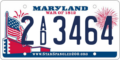 MD license plate 2AD3464