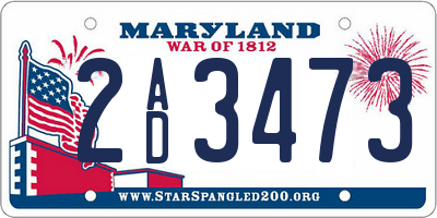 MD license plate 2AD3473