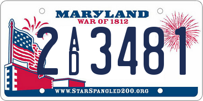 MD license plate 2AD3481