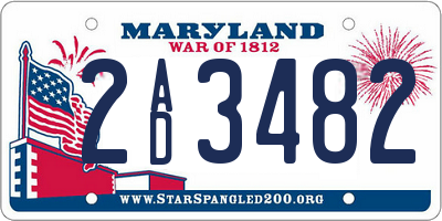 MD license plate 2AD3482