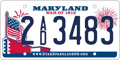 MD license plate 2AD3483