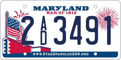 MD license plate 2AD3491