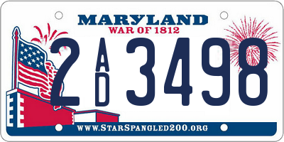 MD license plate 2AD3498