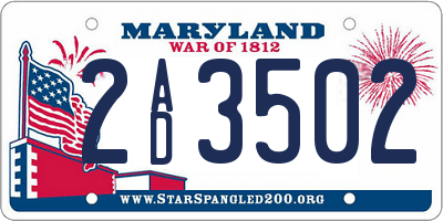 MD license plate 2AD3502