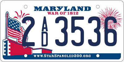 MD license plate 2AD3536