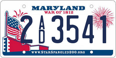 MD license plate 2AD3541