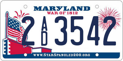 MD license plate 2AD3542
