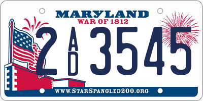 MD license plate 2AD3545