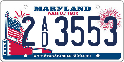 MD license plate 2AD3553