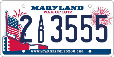 MD license plate 2AD3555