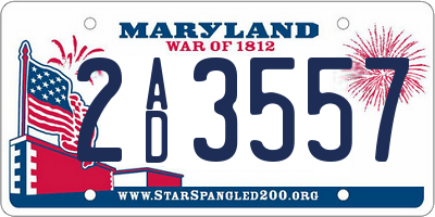 MD license plate 2AD3557