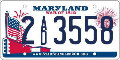 MD license plate 2AD3558
