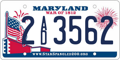 MD license plate 2AD3562