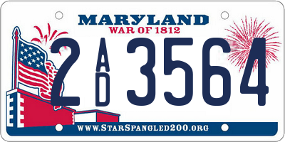 MD license plate 2AD3564