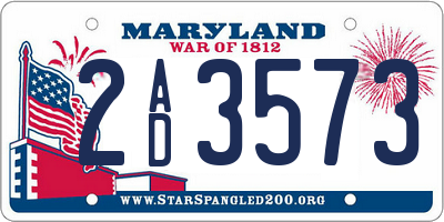 MD license plate 2AD3573