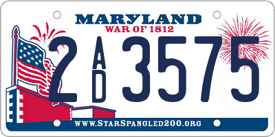 MD license plate 2AD3575