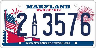 MD license plate 2AD3576