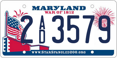 MD license plate 2AD3579