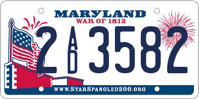 MD license plate 2AD3582