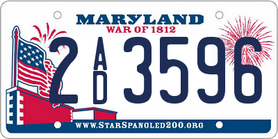 MD license plate 2AD3596