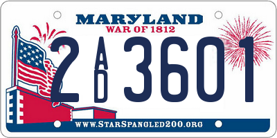 MD license plate 2AD3601