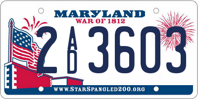 MD license plate 2AD3603
