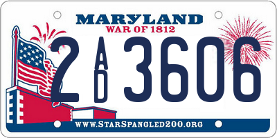 MD license plate 2AD3606