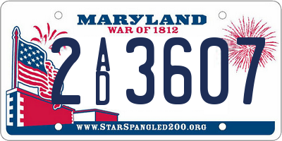 MD license plate 2AD3607
