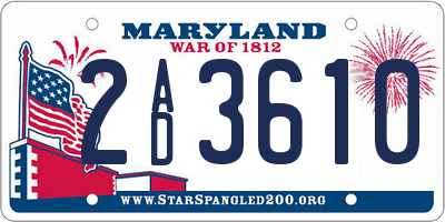 MD license plate 2AD3610