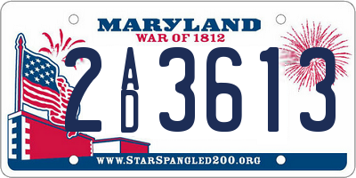 MD license plate 2AD3613