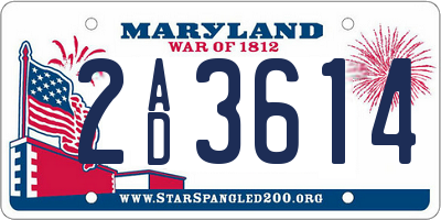 MD license plate 2AD3614
