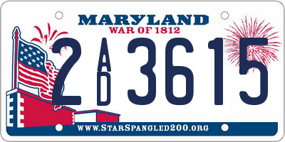 MD license plate 2AD3615