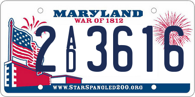 MD license plate 2AD3616