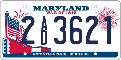 MD license plate 2AD3621