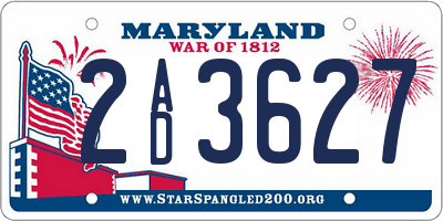 MD license plate 2AD3627