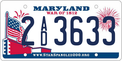 MD license plate 2AD3633