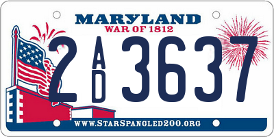 MD license plate 2AD3637
