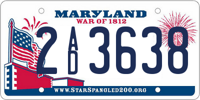 MD license plate 2AD3638