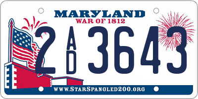 MD license plate 2AD3643