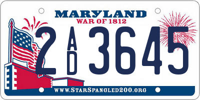 MD license plate 2AD3645
