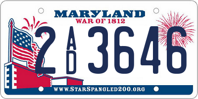 MD license plate 2AD3646