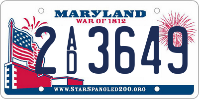 MD license plate 2AD3649