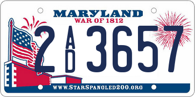 MD license plate 2AD3657