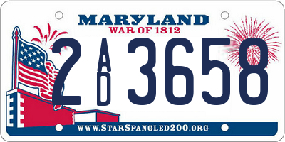 MD license plate 2AD3658