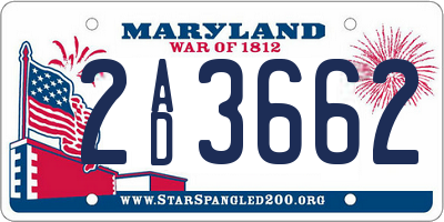 MD license plate 2AD3662